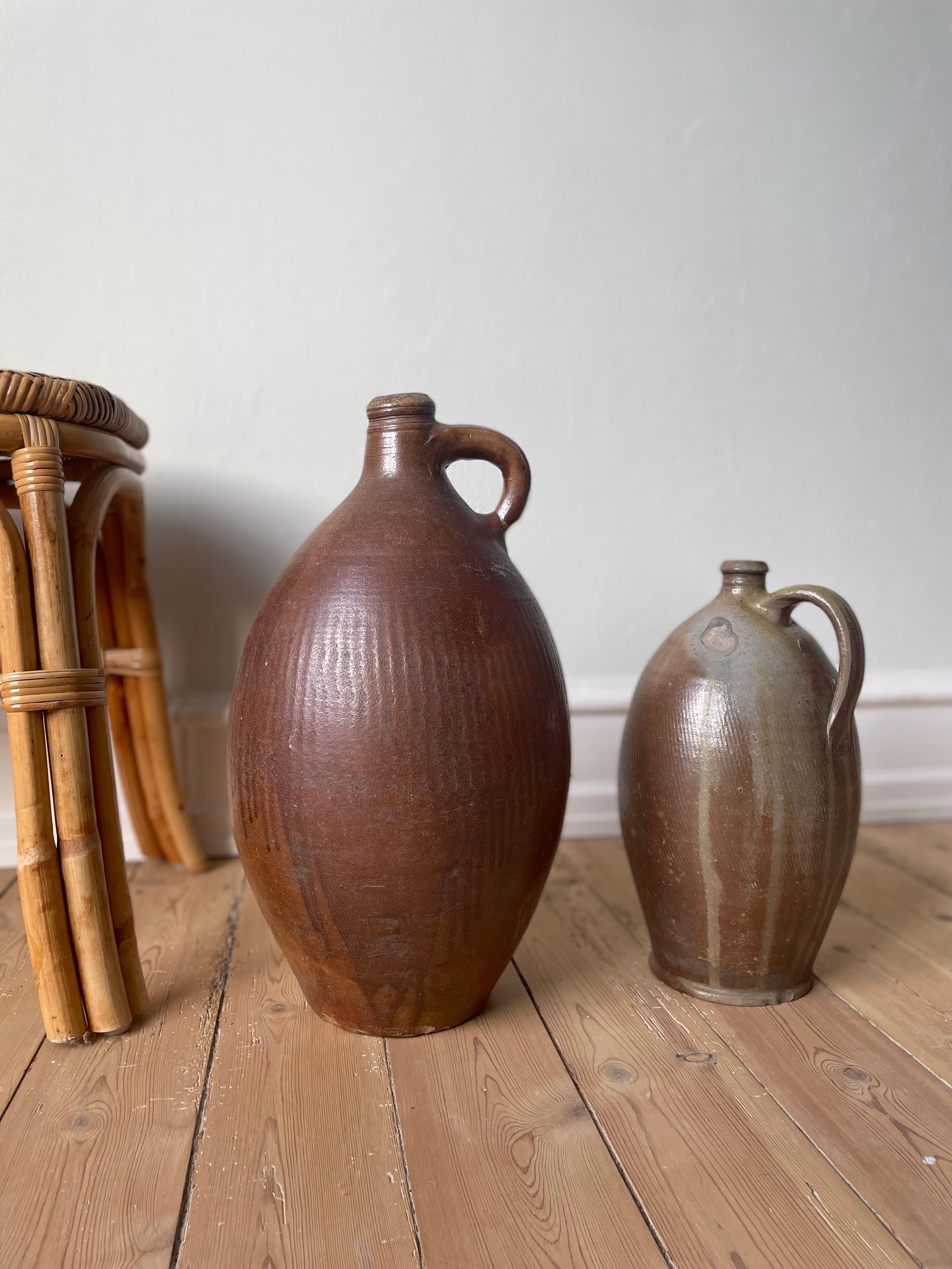 Two Large 19th Century French Terracotta Cruche Bottle Jugs For Sale 6