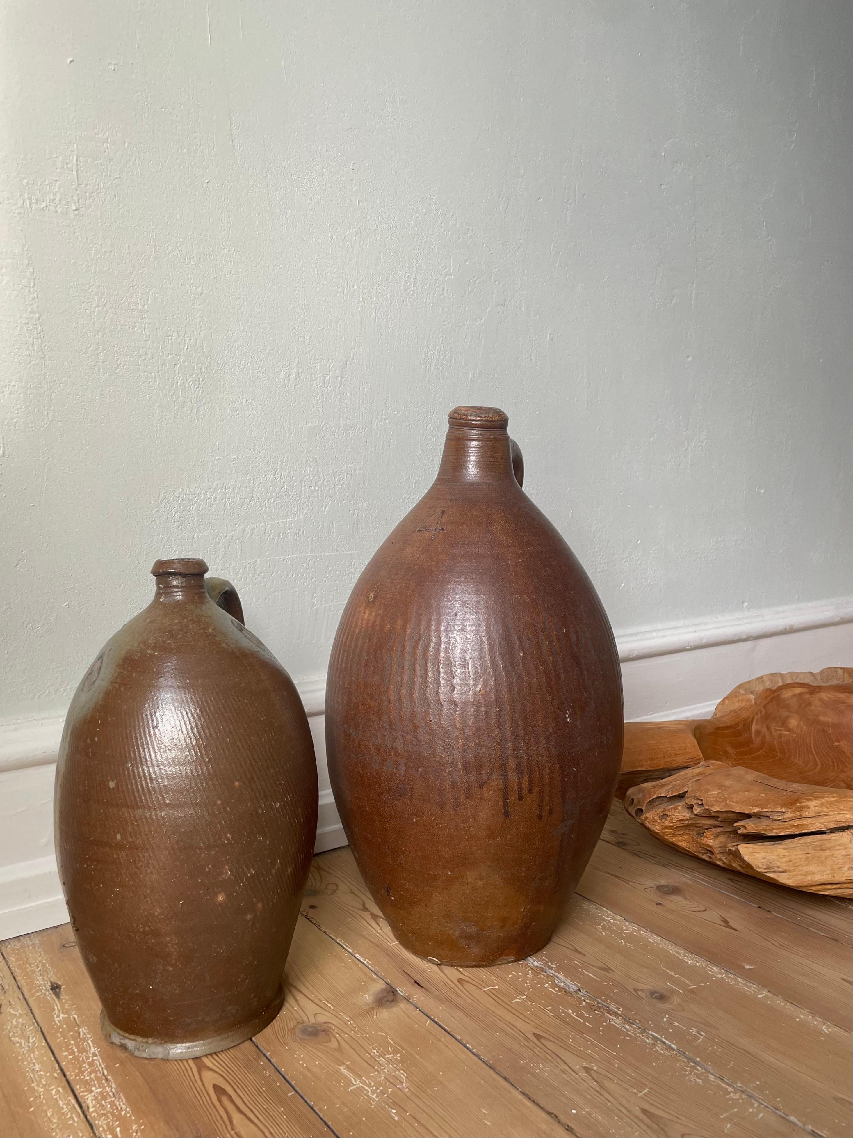 Two Large 19th Century French Terracotta Cruche Bottle Jugs For Sale 4