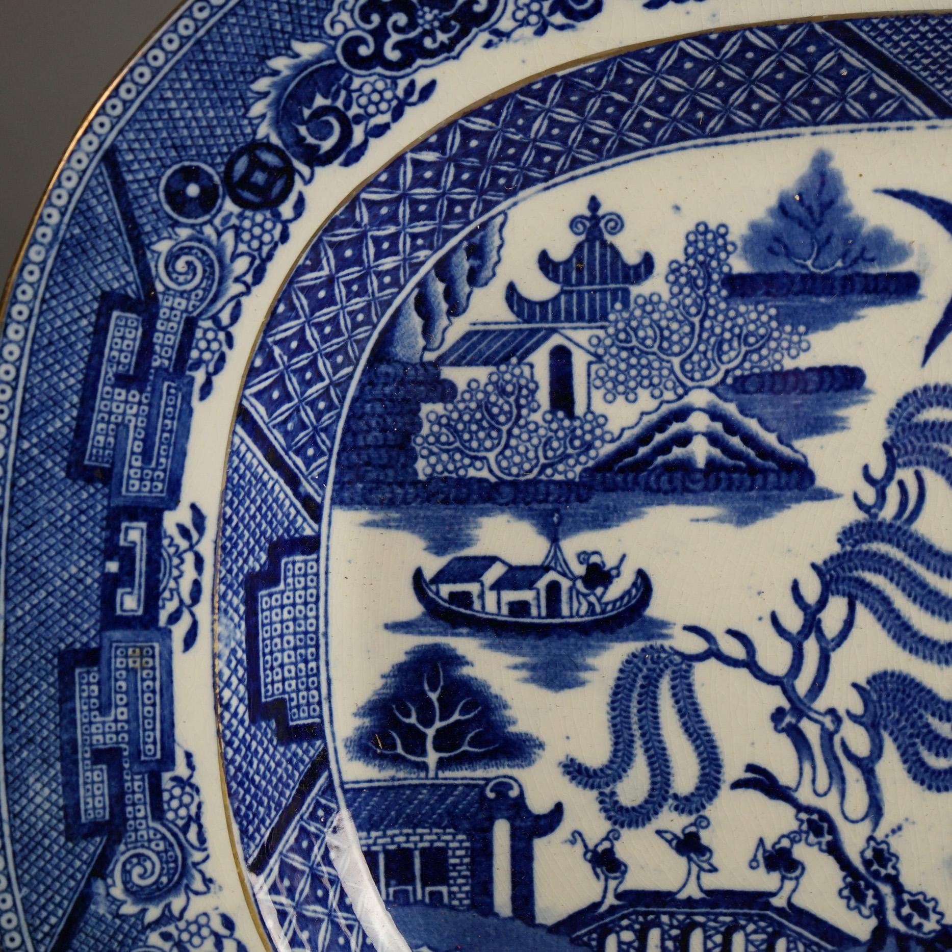 Dos Grandes Platos Antiguos de Porcelana China de Exportación de la Escuela de Cantón C1900 en venta 4