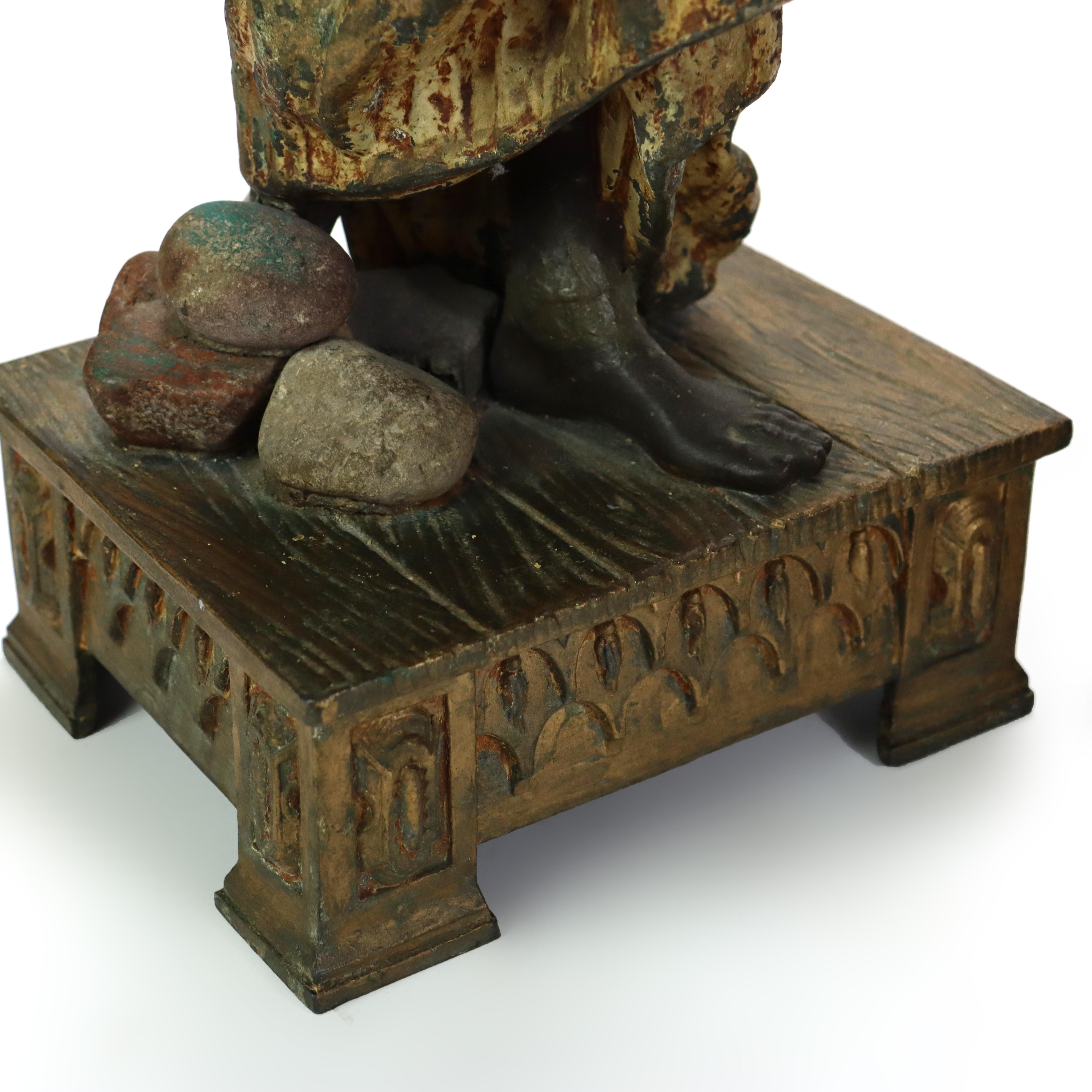Two Large Antique Persian Moorish Polychromed Metal Sculptures of Men C1890 In Good Condition For Sale In Big Flats, NY