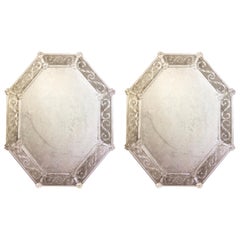 Vintage Two Large Antiqued and Etched Venetian / Murano Glass Octagonal Wall Mirrors