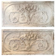 Two Large Beaux Arts-Style Plaster and Wooden Plaques