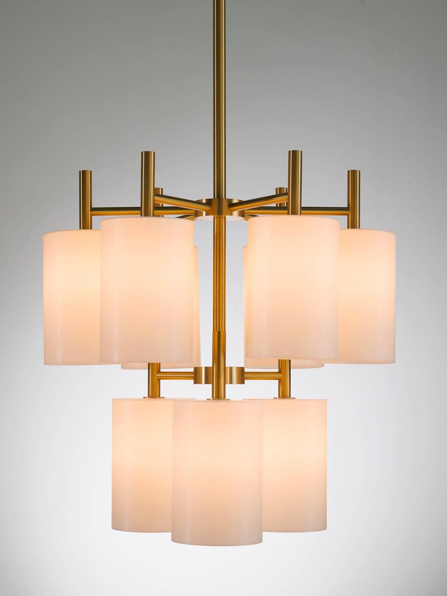 Scandinavian Modern Two Large Brass Chandeliers by Luxus, Sweden