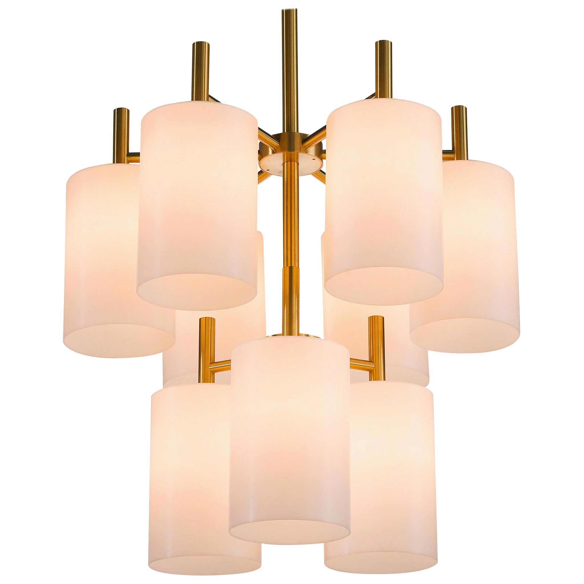 Two Large Brass Chandeliers by Luxus, Sweden