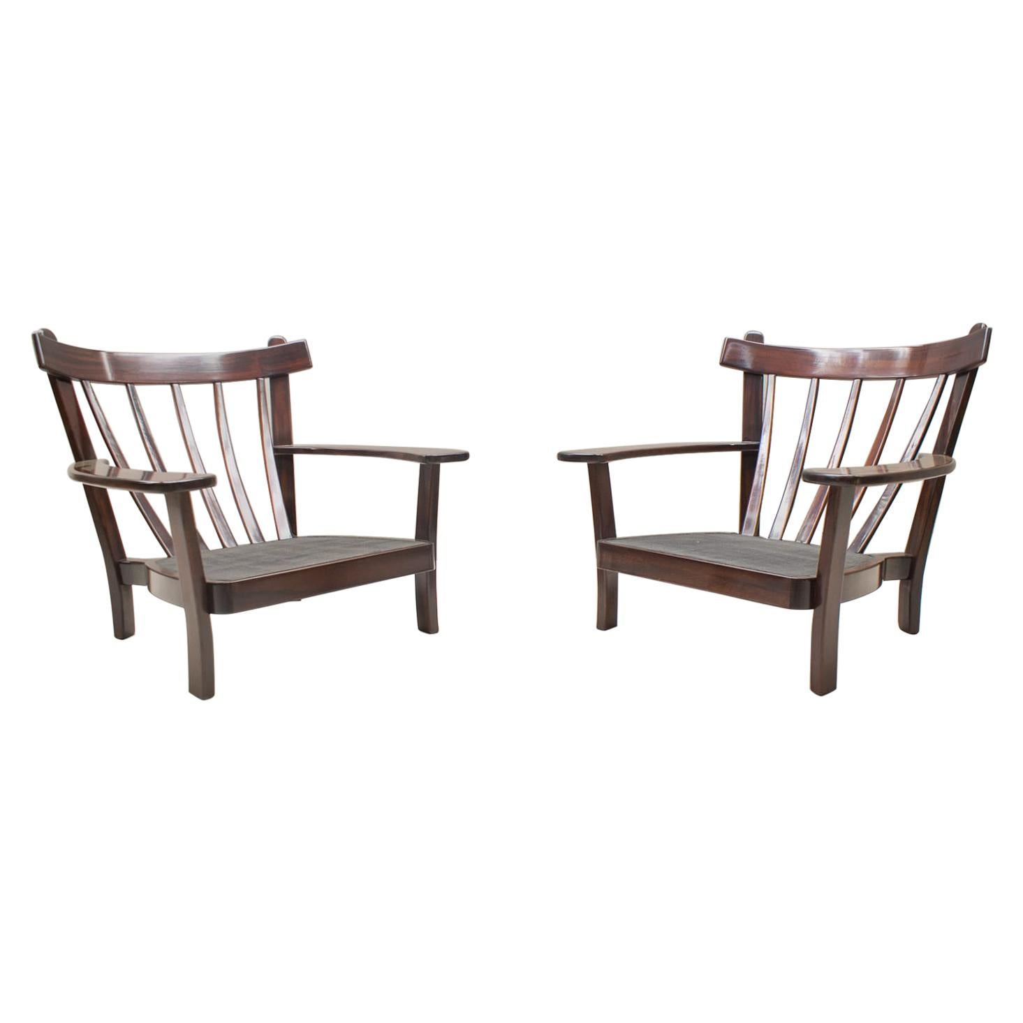 Two Large Brazilian Armchairs in the Manner of Sergio Rodrigues, 1960s