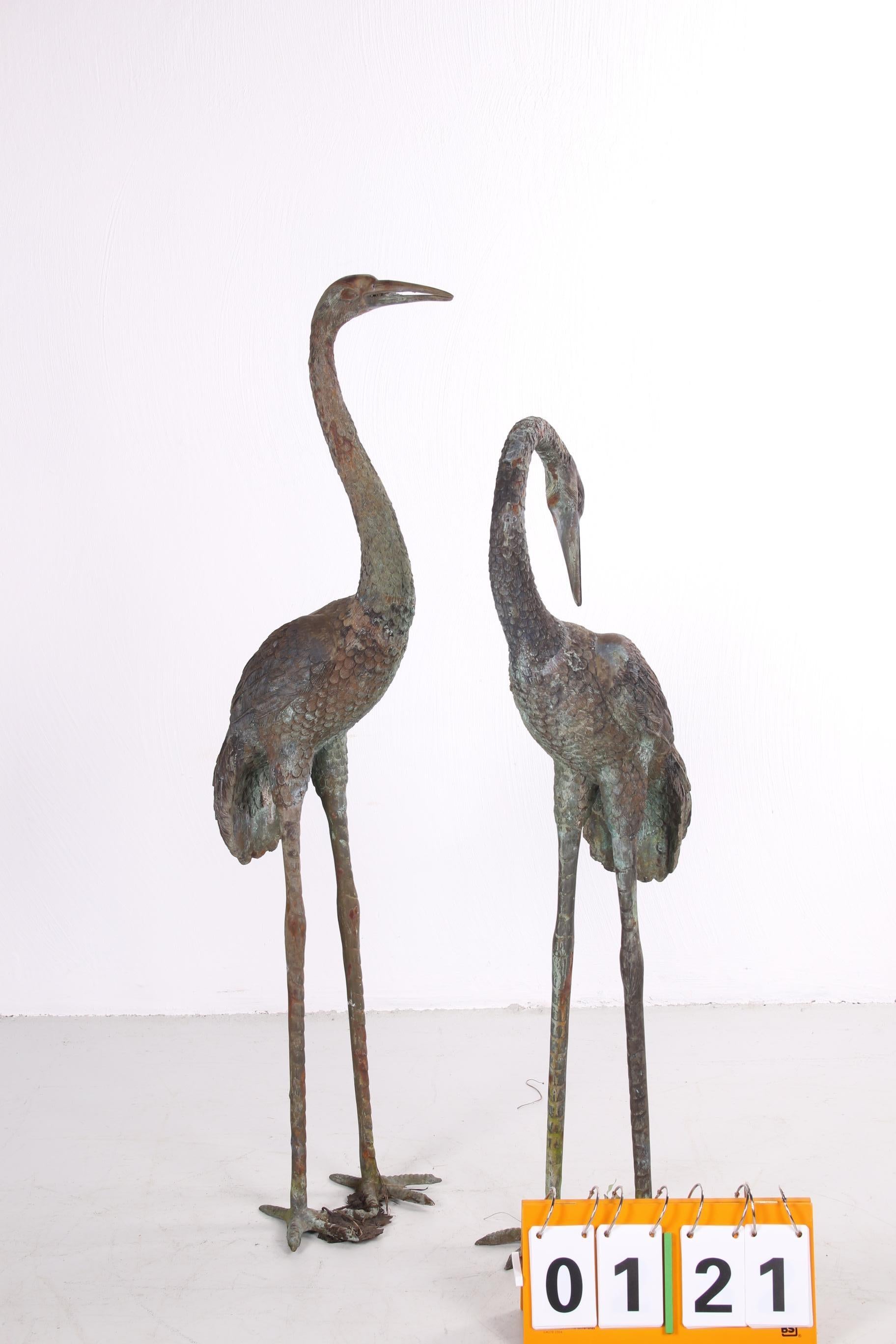 Two Large Bronze Cranes in Hollywood Regency Style, 1970s 5