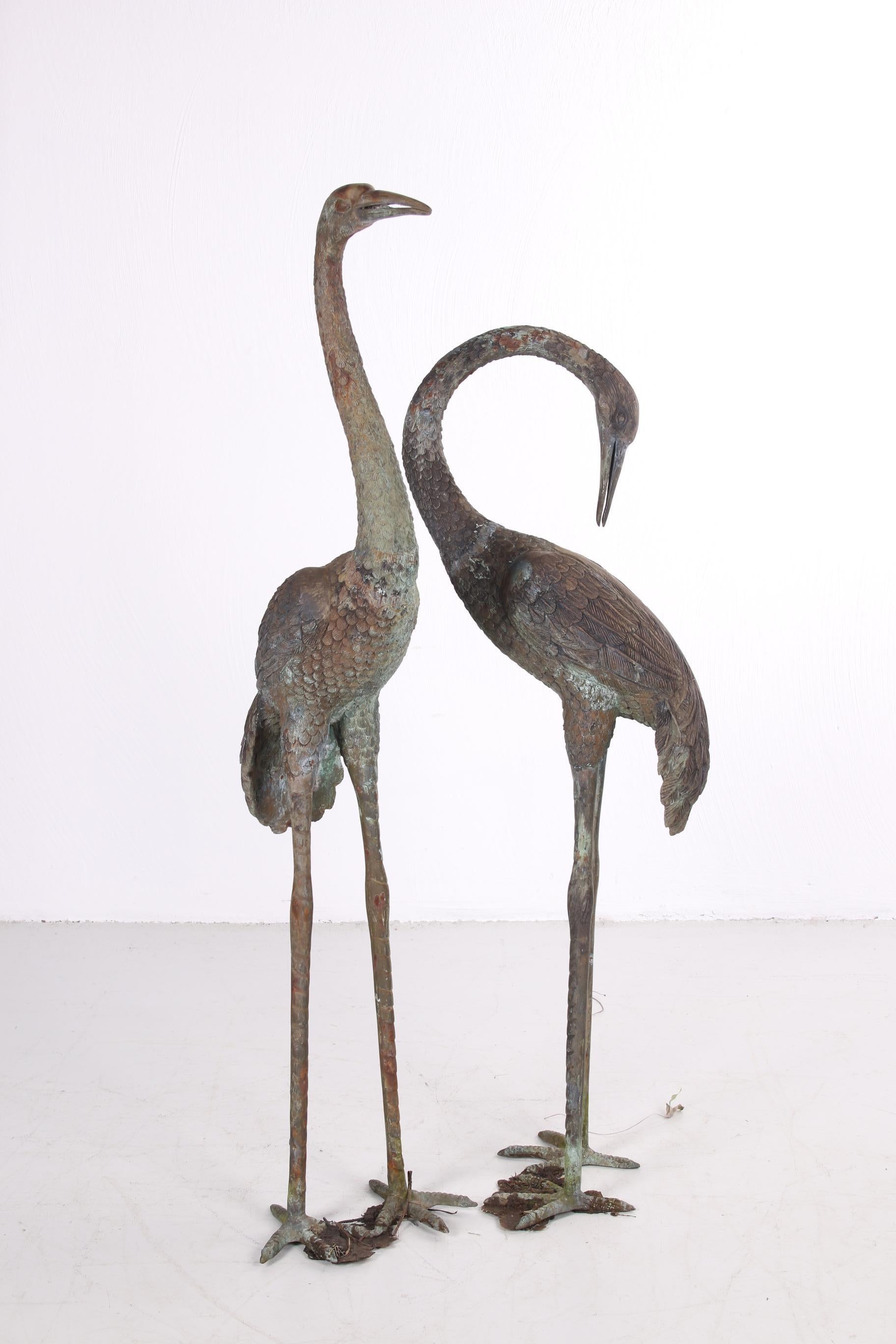 Two Large Bronze Cranes in Hollywood Regency Style, 1970s 3