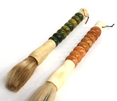 Two Large Calligraphy Brushes Marble Beads