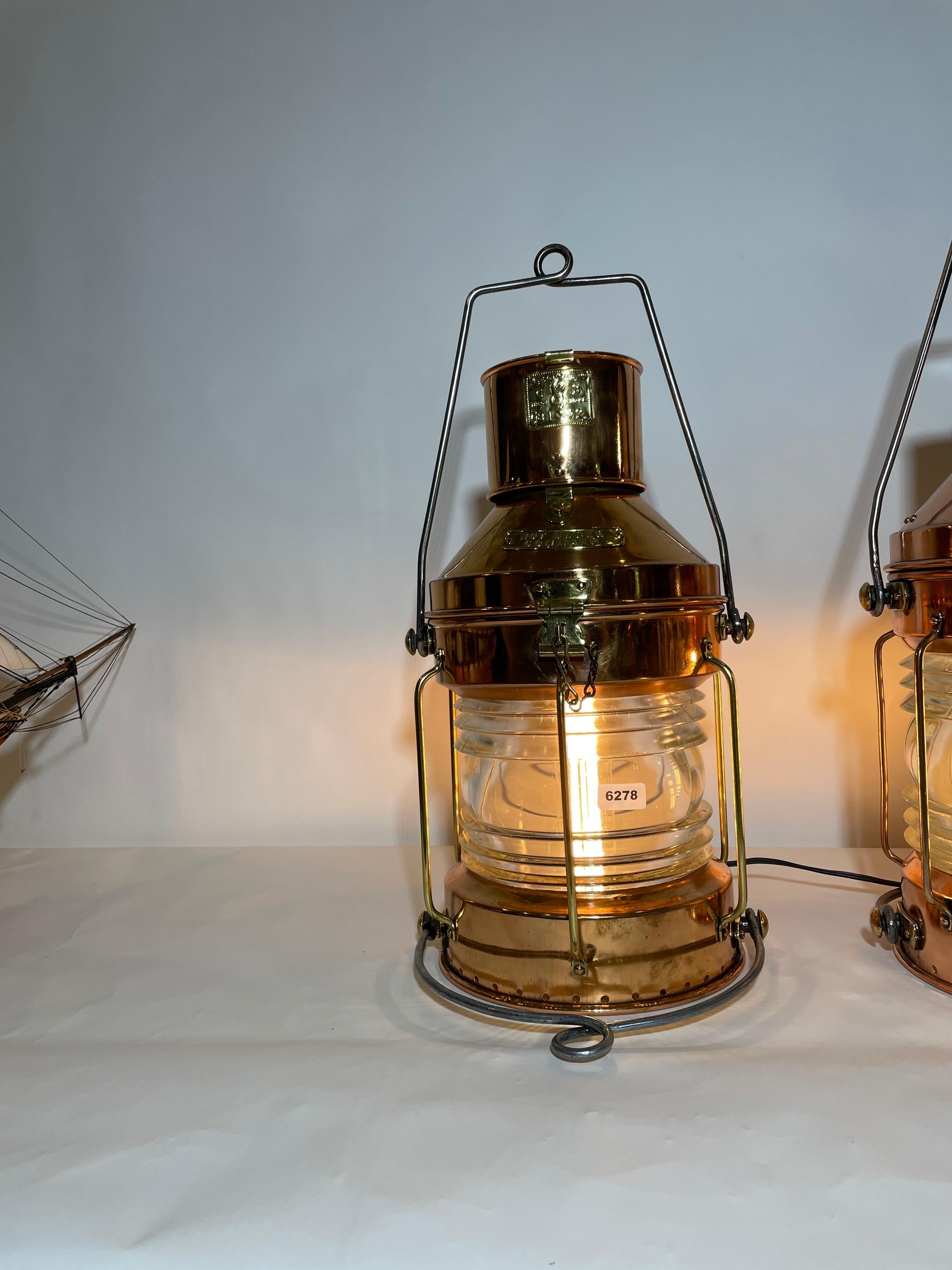 Two Large Copper Ship's Lanterns In Good Condition In Norwell, MA