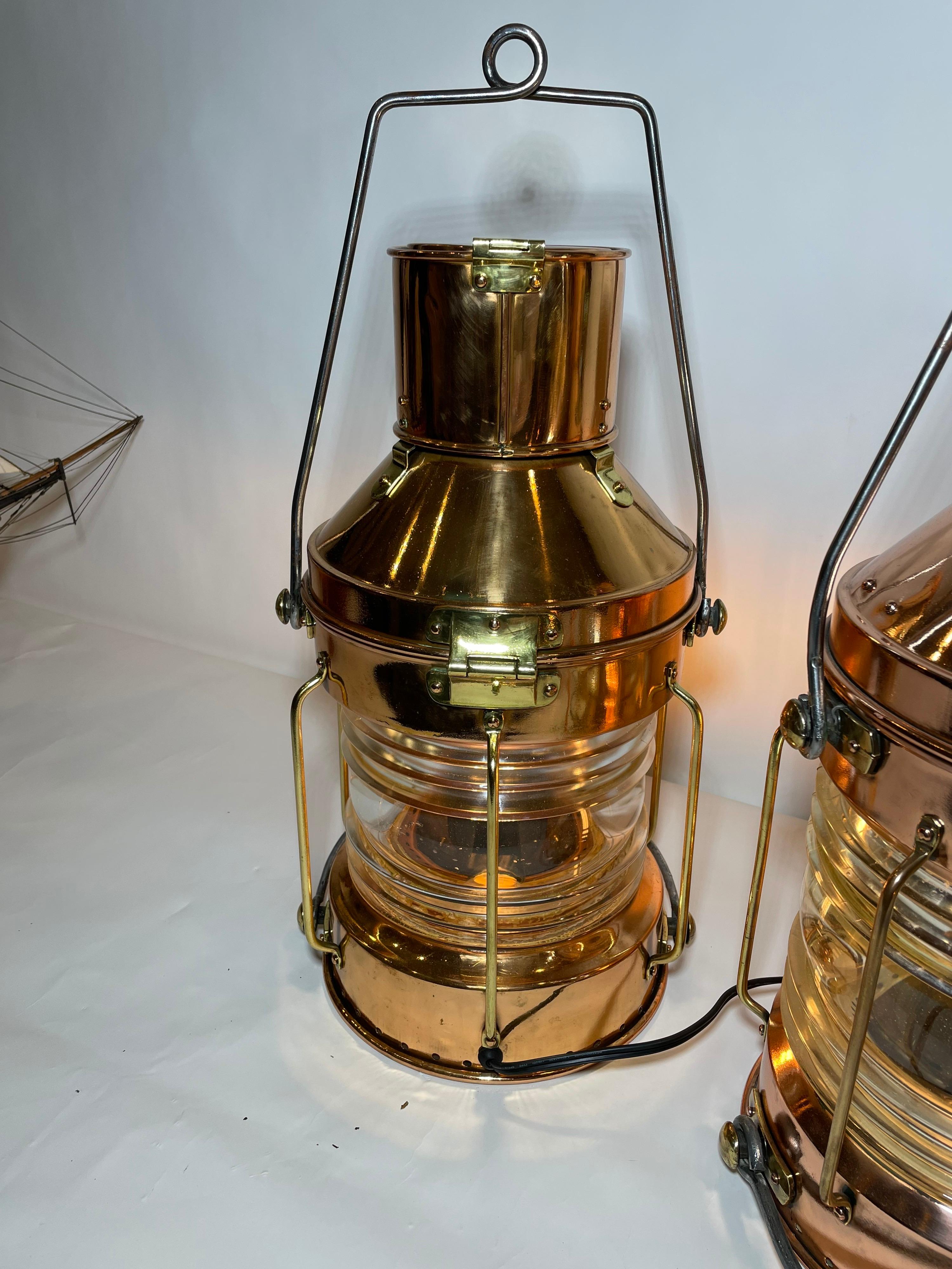Two Large Copper Ship's Lanterns 2