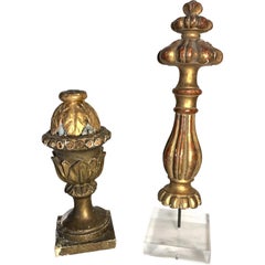 Two Large Early 19th Century Italian Carved Wood Finials