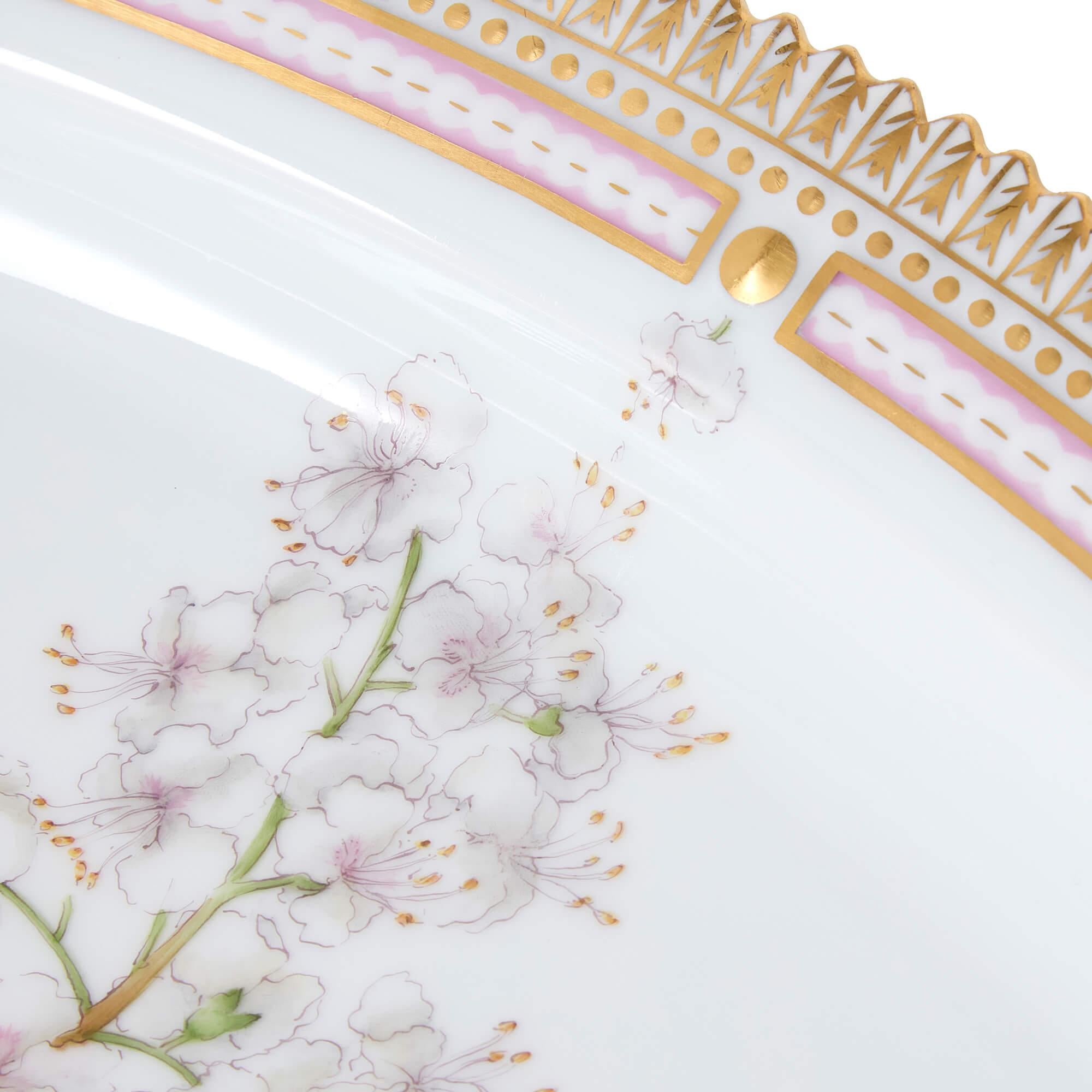 20th Century Two Large Flora Danica Danish Porcelain Royal Copenhagen Oval Platters For Sale