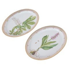Two Large Flora Danica Danish Porcelain Royal Copenhagen Oval Platters