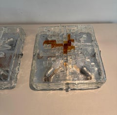 Two Large Flush Mounts in Murano glass Attibuted to Albano Poli for Poliarte