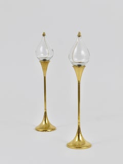 Two Large Freddie Andersen Midcentury Oil Lamp Candleholders, Denmark, 1970s