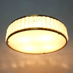 Lampes affleurantes Art Déco en laiton et verre de Jean Perzel, France