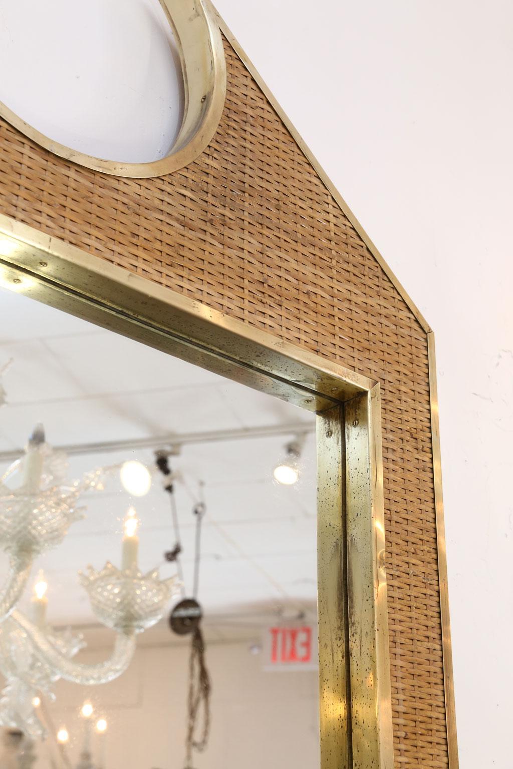 Two Large French Braided Rattan Frame Mirrors In Good Condition In Houston, TX