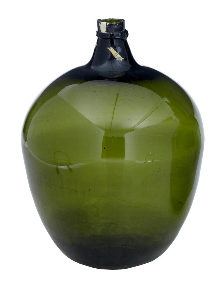 Two Large Green Glass Distillery Bottles at 1stDibs big green glass