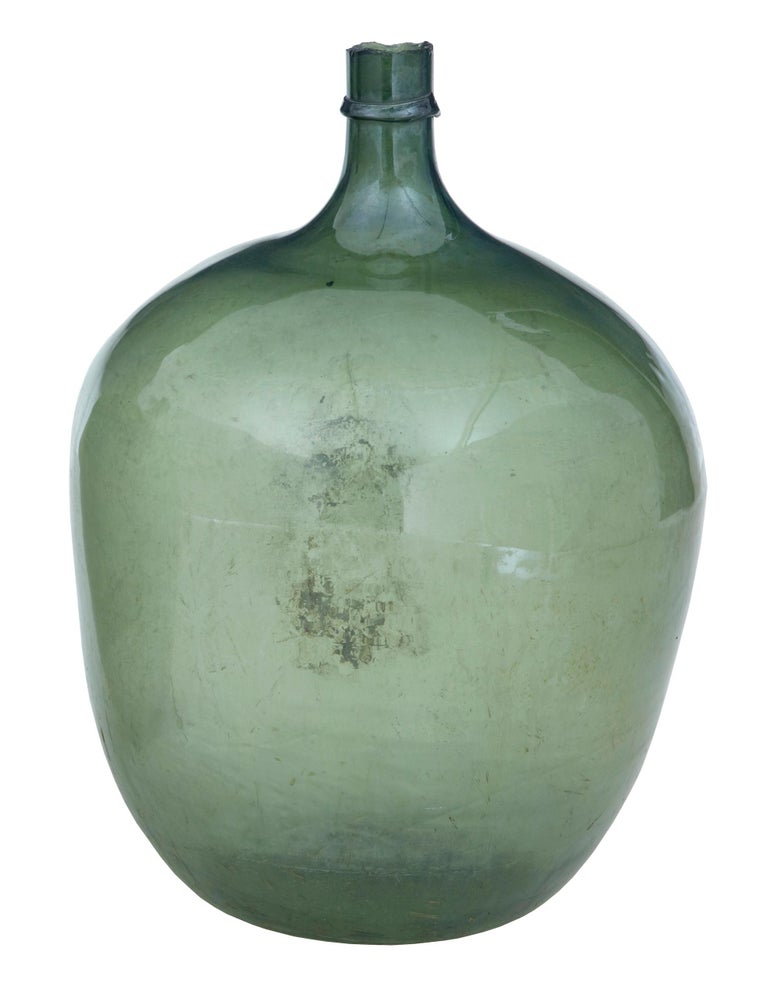 Two Large Green Glass Distillery Bottles at 1stDibs big green glass