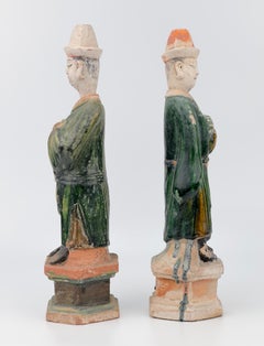 Two Large green glazed figures, Ming Period (1368-1644)