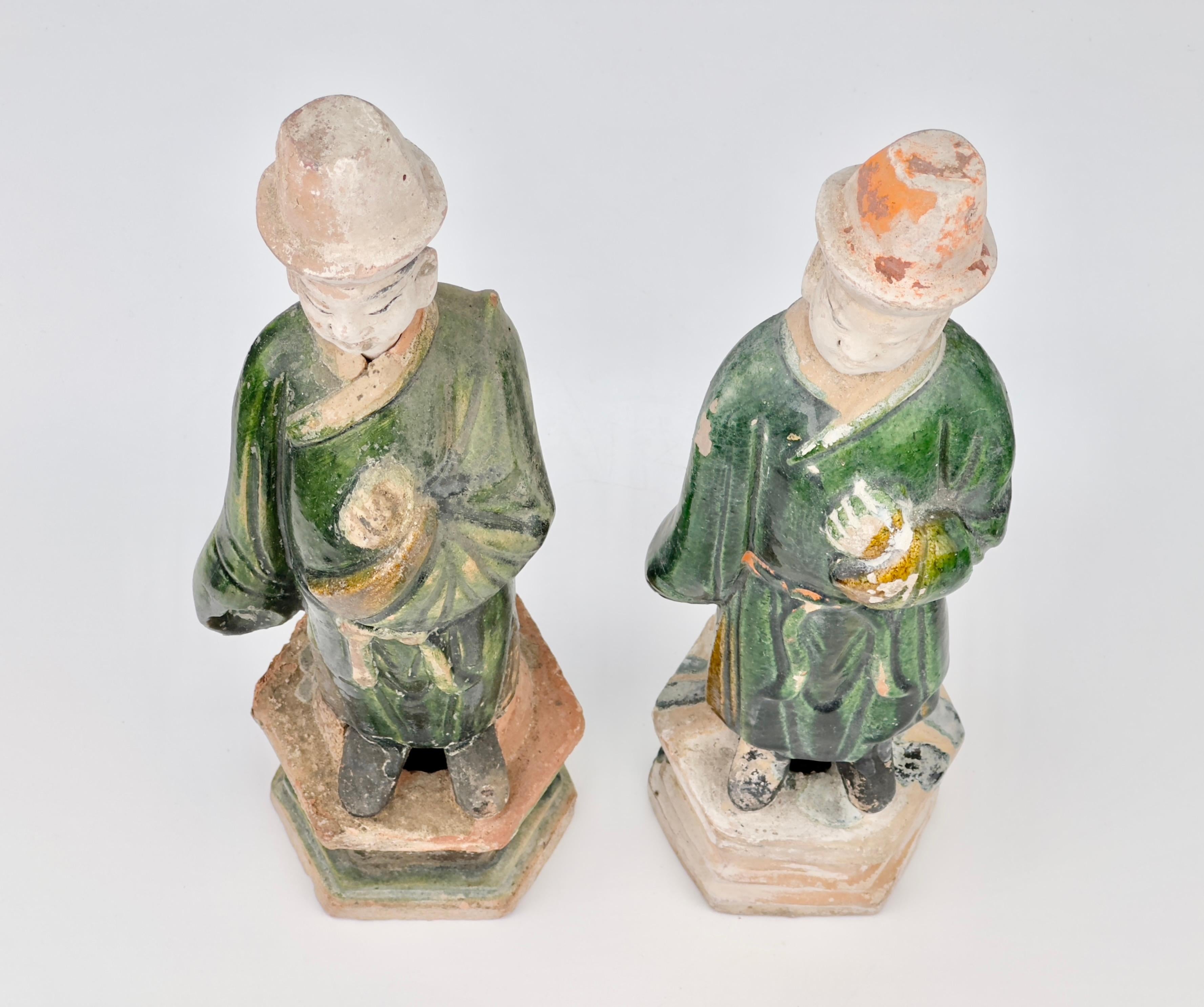 18th Century and Earlier Two Large green glazed figures, Ming Period (1368-1644) For Sale