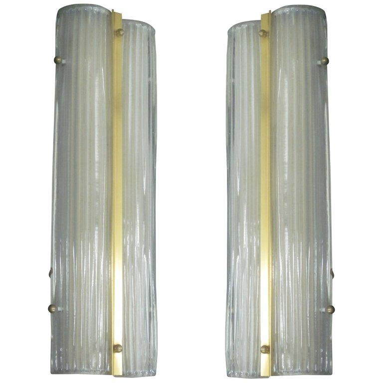 Two Large Italian Murano Glass Sconces / Fixtures For Sale