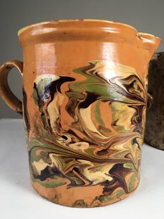 Two Large Jaspe' Pitchers, French, 19th Century