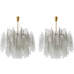 Two Large Kalmar Chandeliers 'Canaletto', Glass Brass, 1960