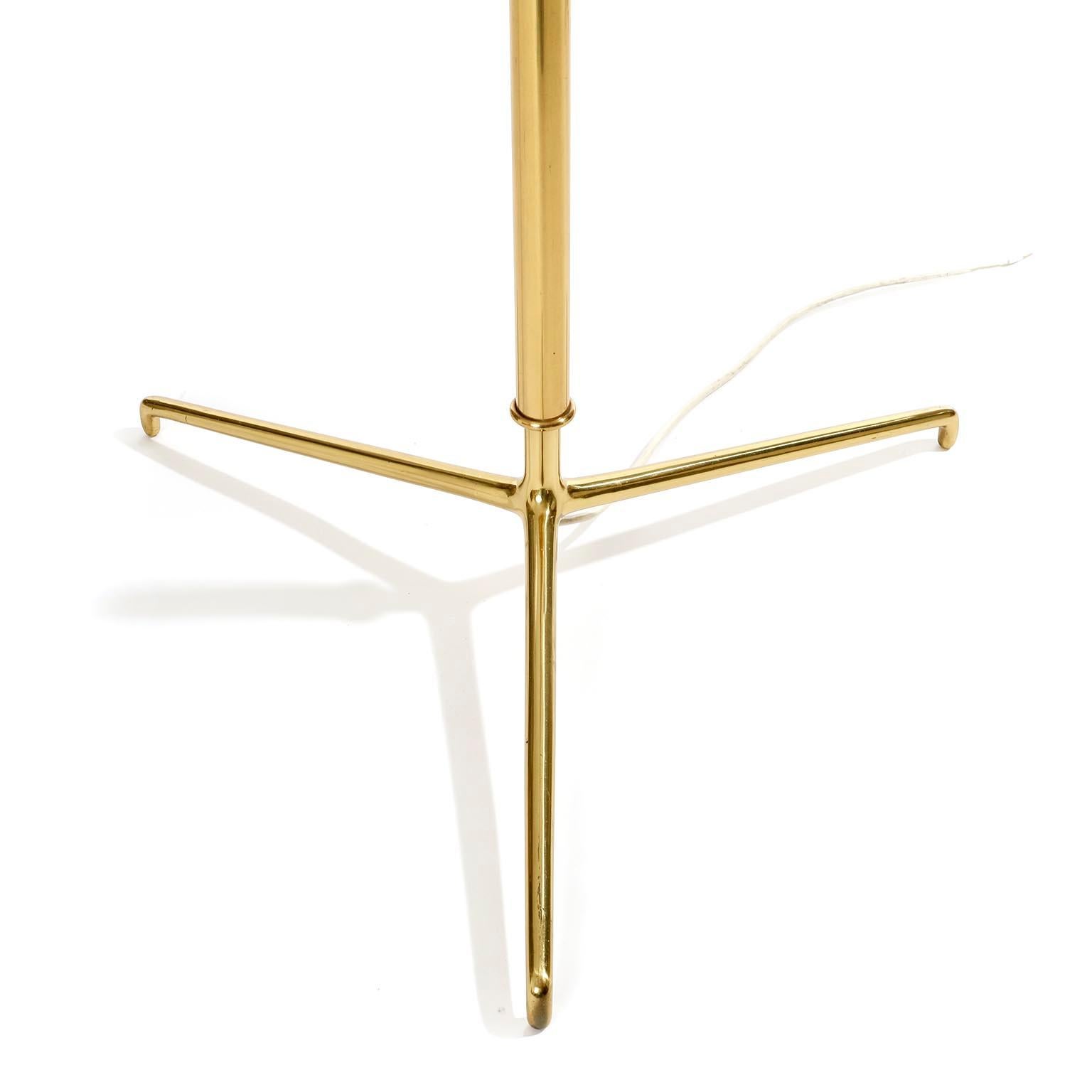 Mid-20th Century Two Large Kalmar Floor Lamps 'Helios' Model 2035, Brass Tripod Base, 1960