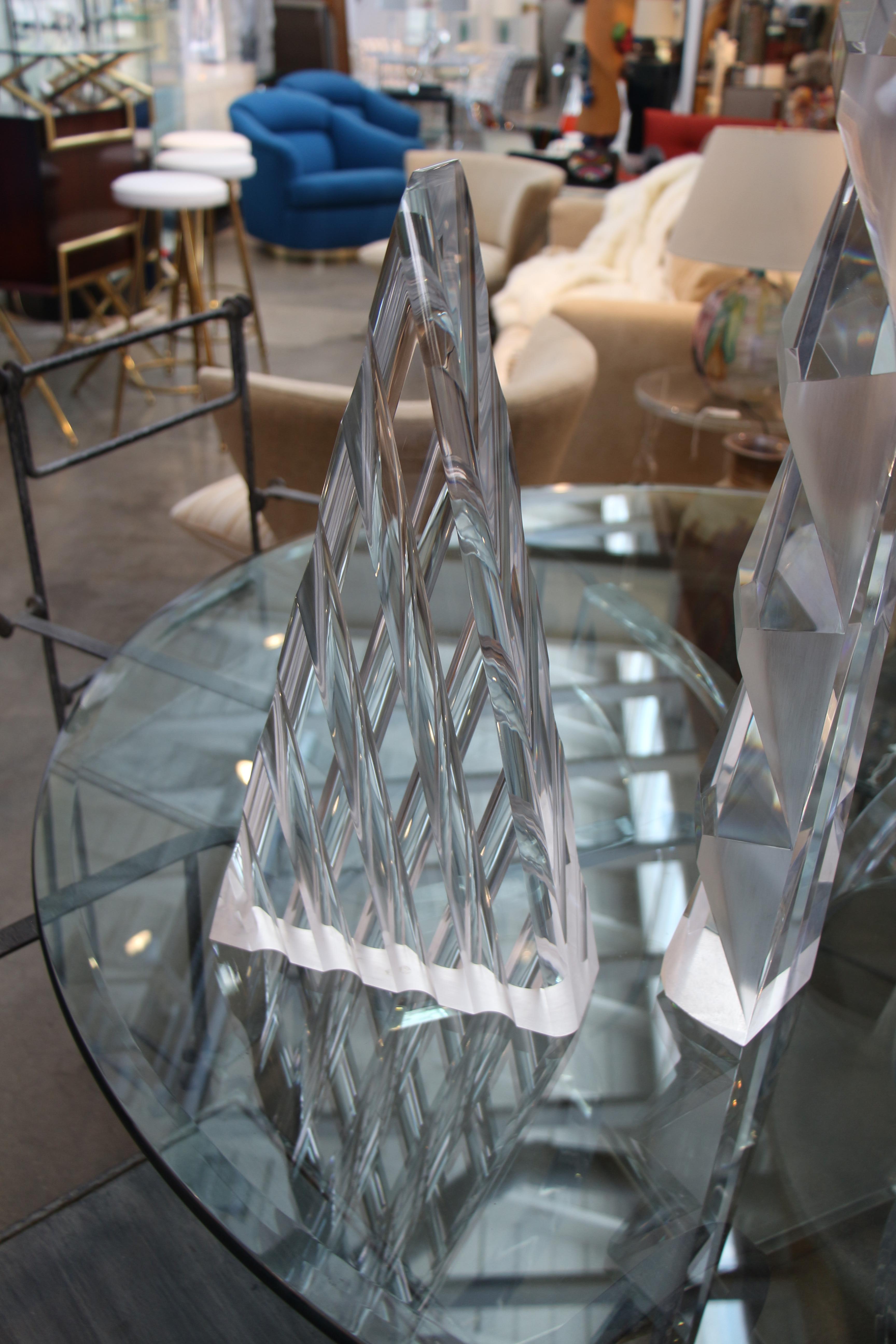 Late 20th Century Two Large Lucite Sculptures For Sale