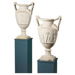 Vintage Two Large Neoclassical Vases in Plaster