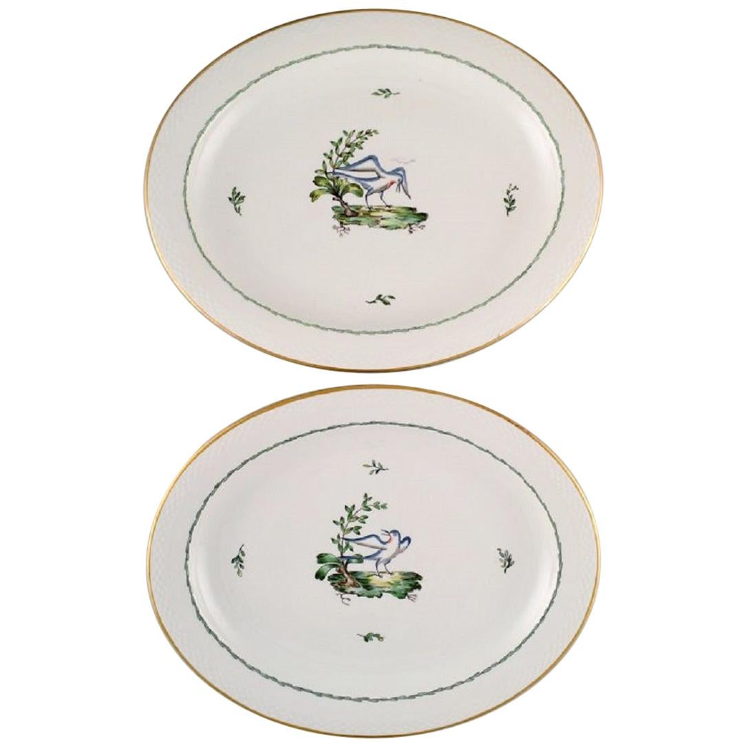 Two Large Oval Royal Copenhagen Serving Dishes in Hand Painted Porcelain For Sale