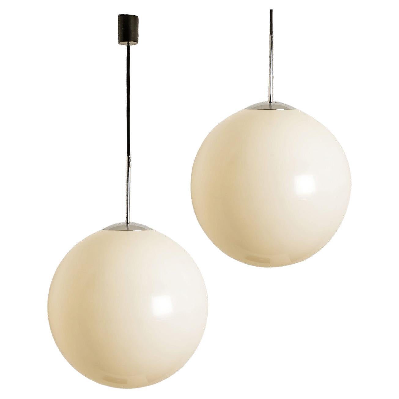 Two Large Philips Vintage Plastic Globe Pendant Light, 1970s For Sale