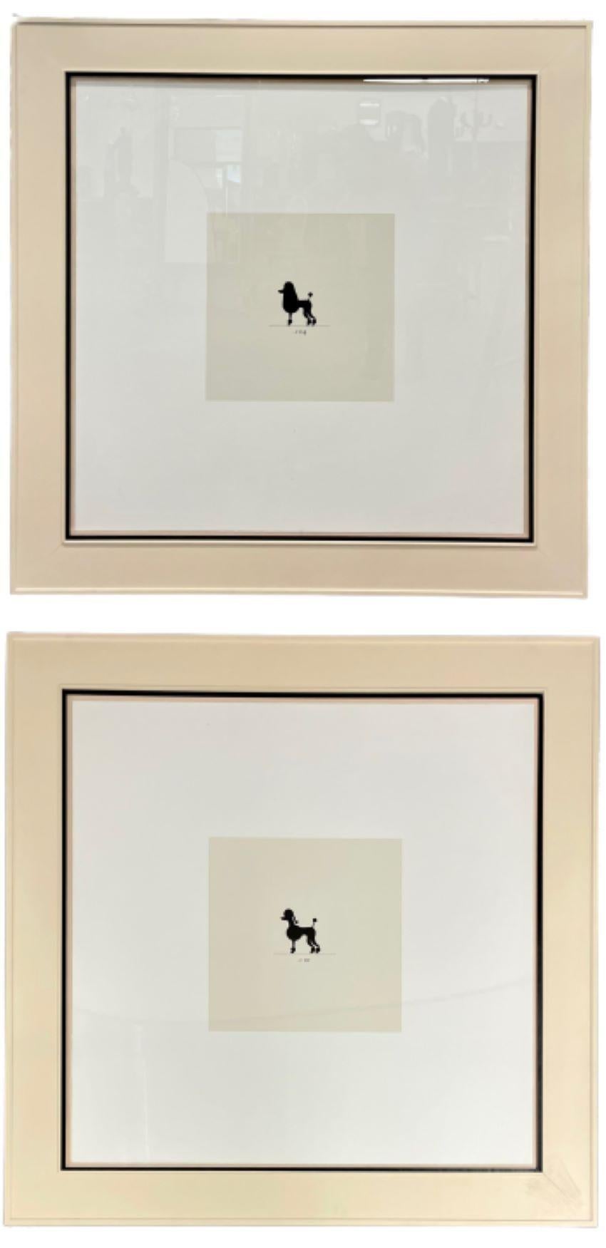 Two Large Poodles Silhouette in Custom Matted Frames In Good Condition For Sale In Stamford, CT