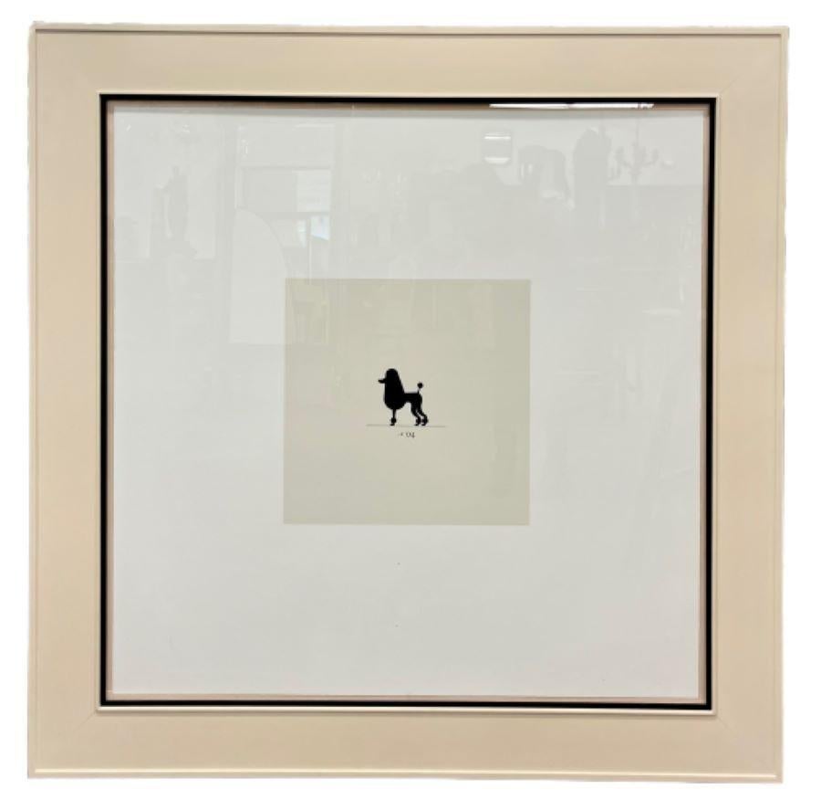 20th Century Two Large Poodles Silhouette in Custom Matted Frames For Sale