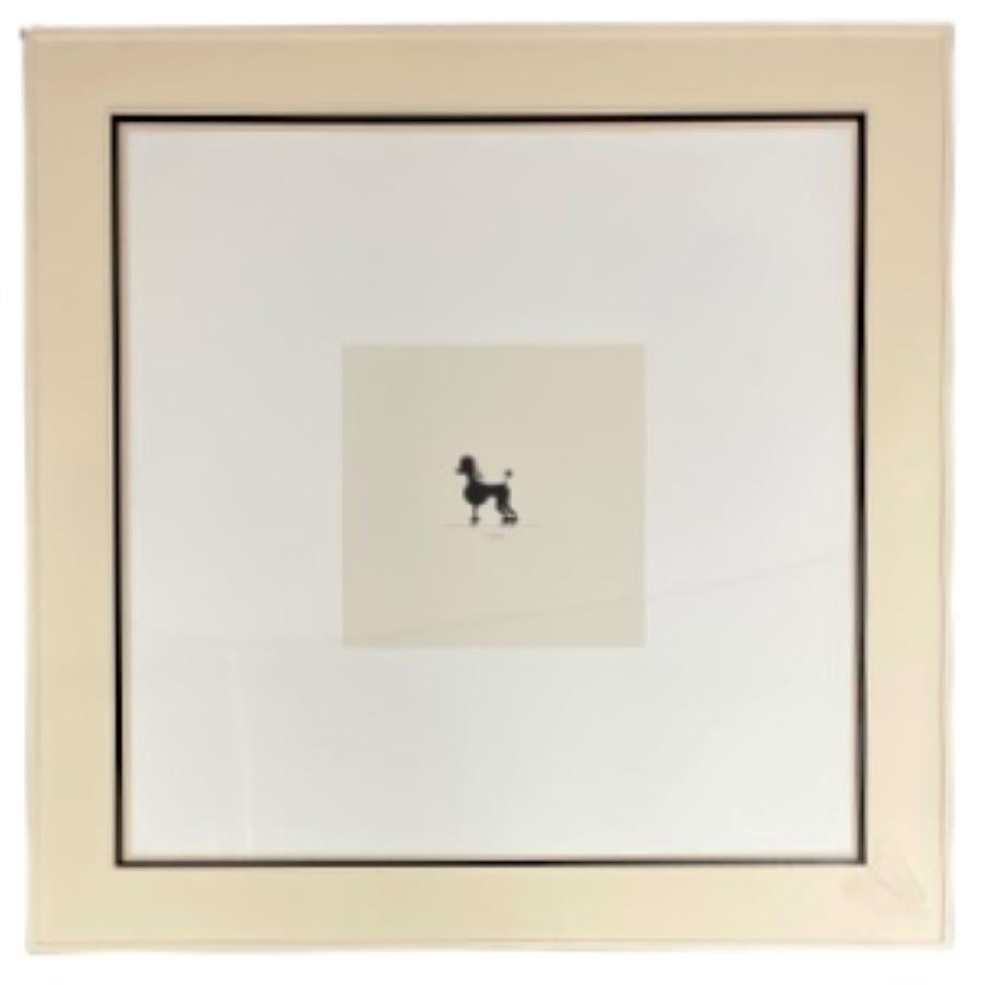 Paper Two Large Poodles Silhouette in Custom Matted Frames For Sale