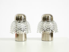 Two large, rare 1960s metal and glass table lamps by VEB Narva Leuchtenbau