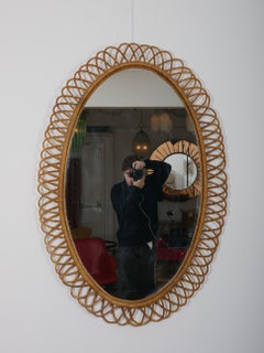Large cane /rattan wall mirror