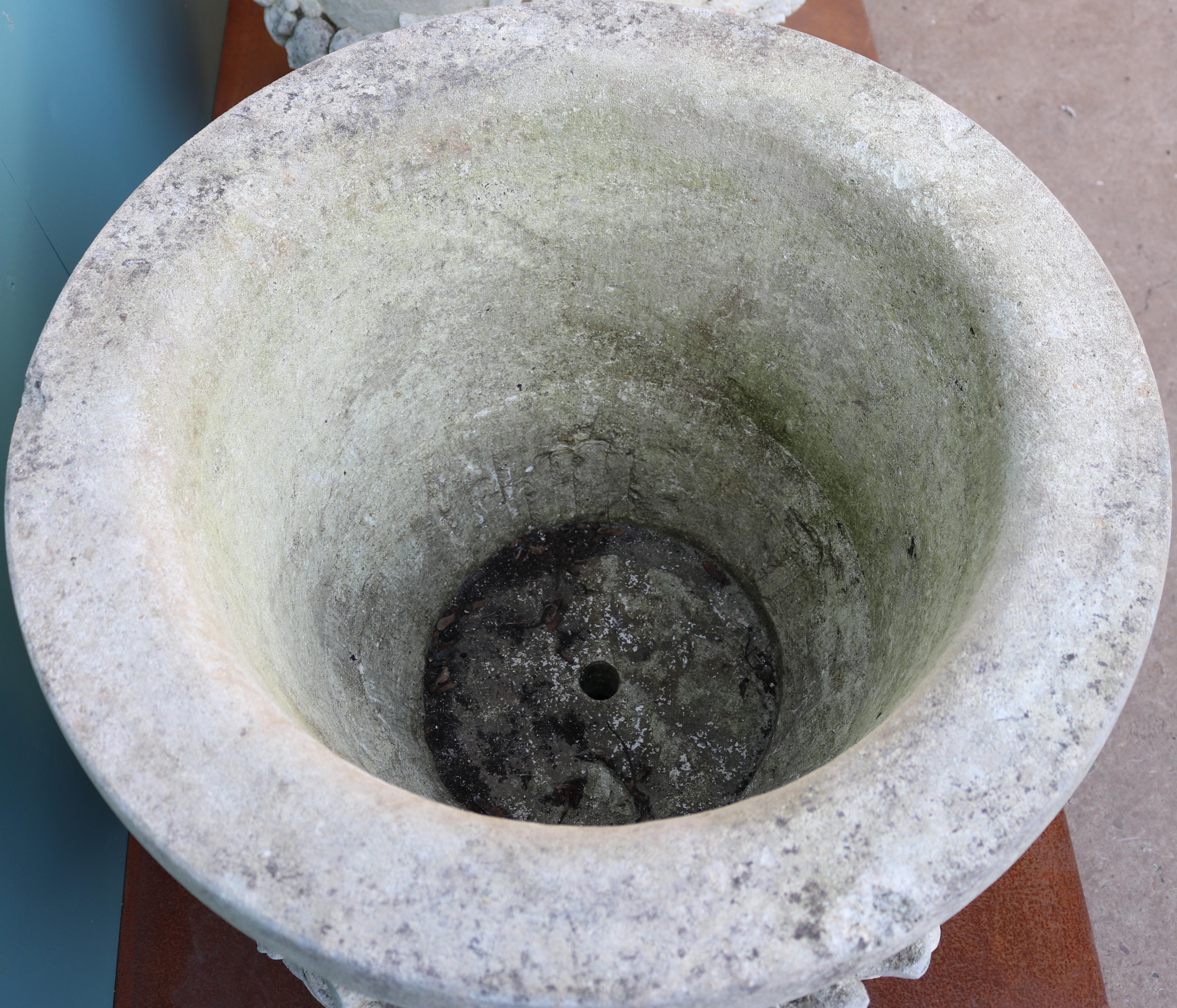 20th Century Two Large Reclaimed Limestone Garden Planters