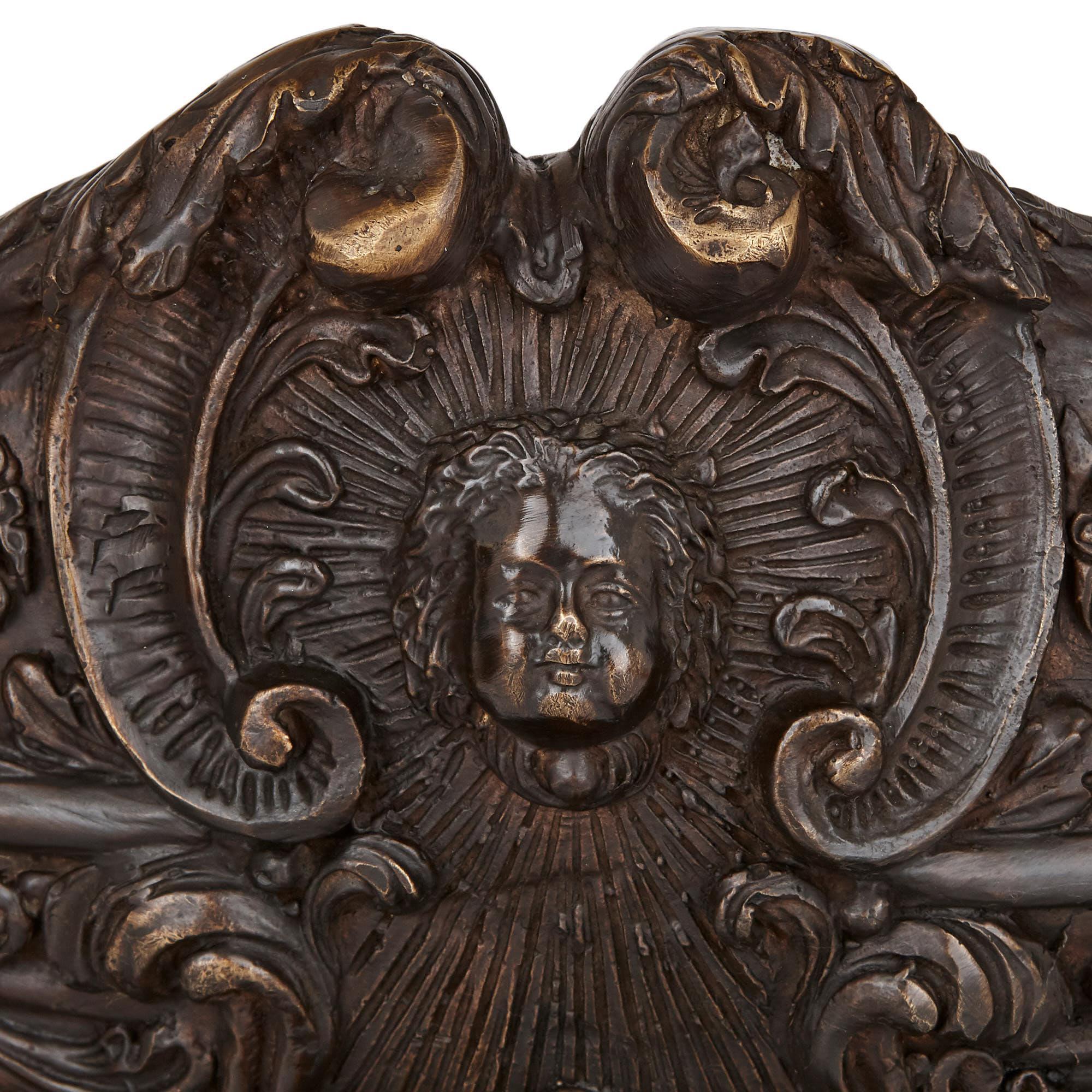 19th Century Two large Renaissance style bronzed metal centrepiece garniture For Sale