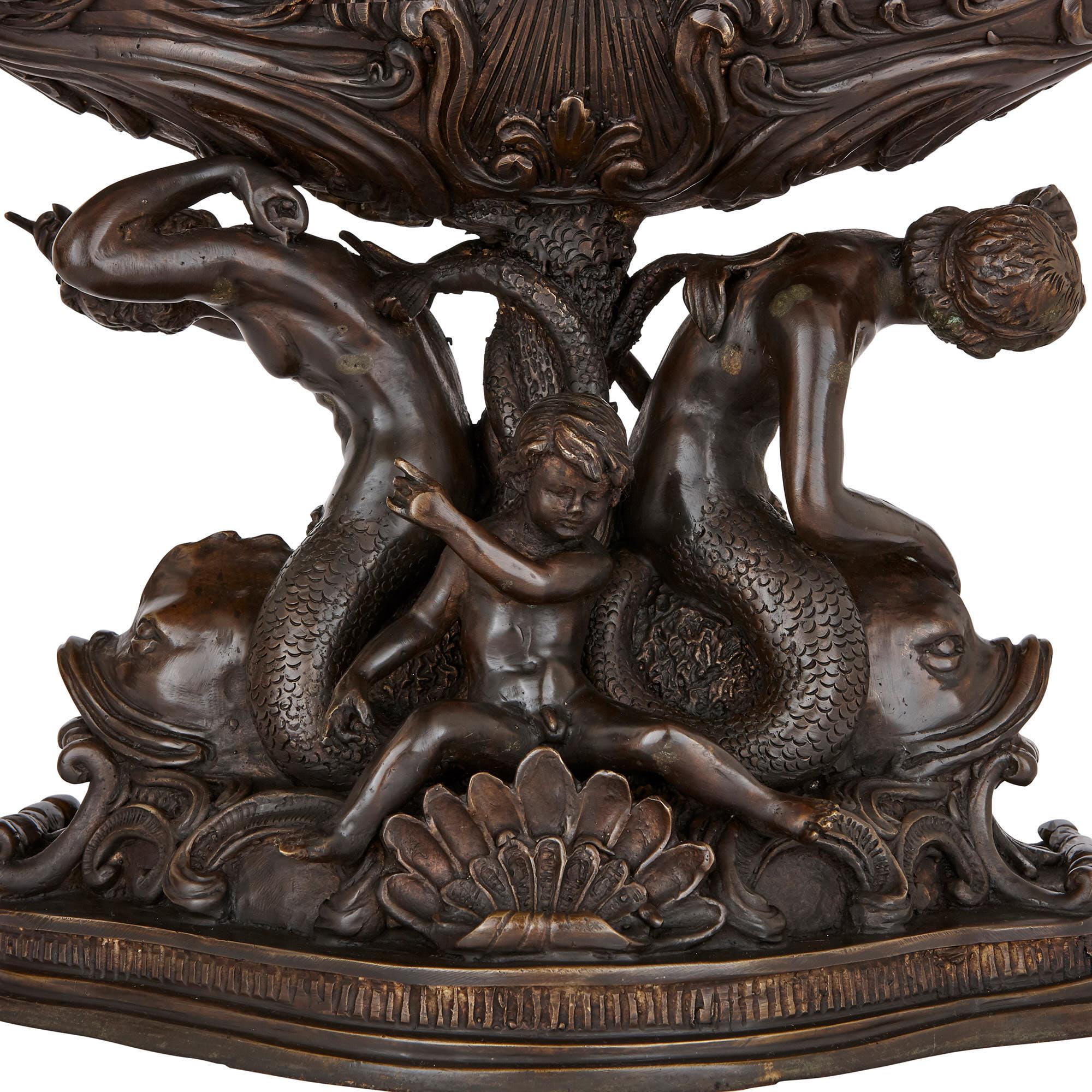 Deux grandes garnitures de centre de table en métal bronzé de style Renaissance en vente 1