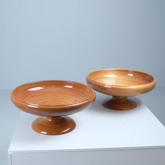 Two large Rhythmic Veneer Bowls by Wilh. Schauman Oy, Finland 1980s