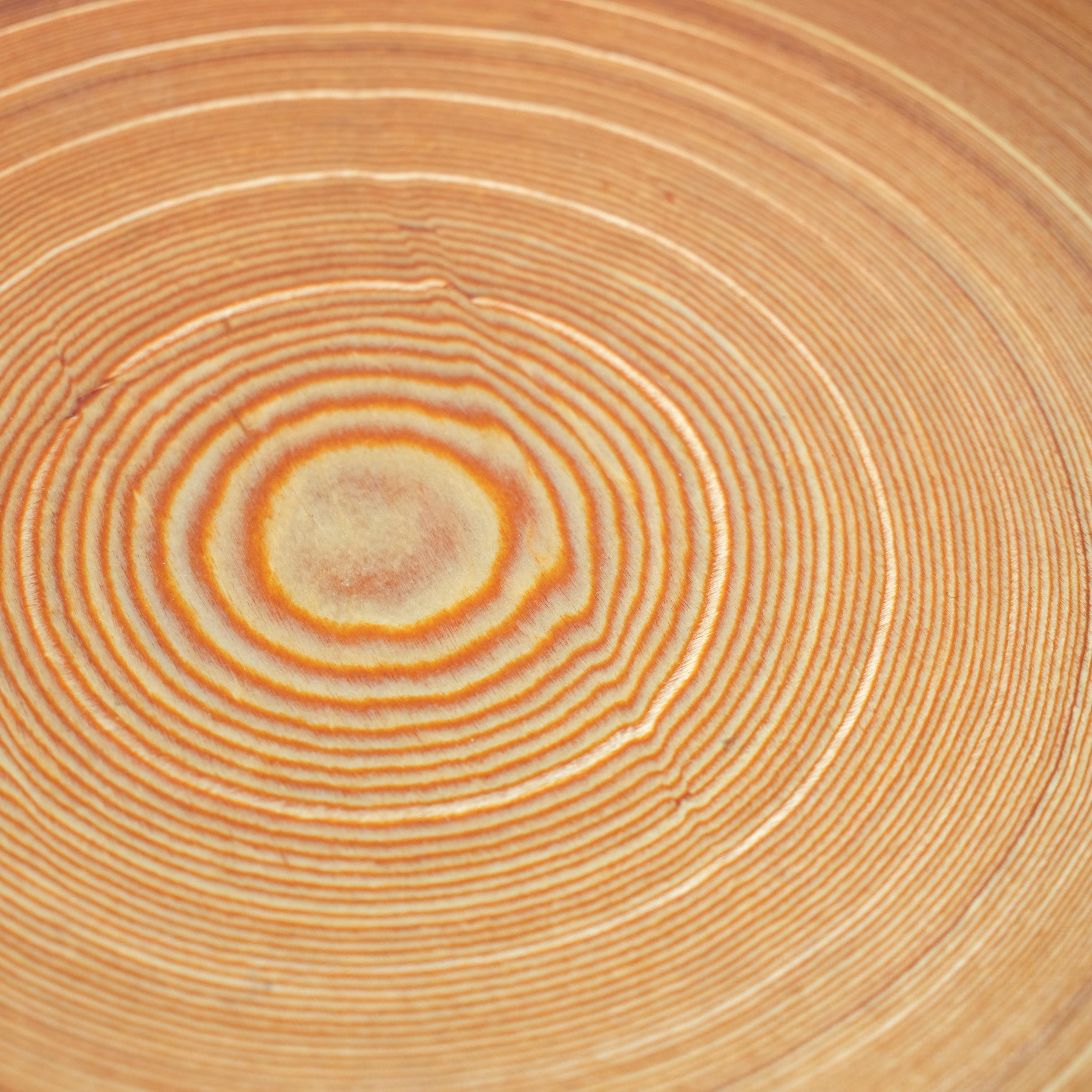 Fine XX secolo Two large Rhythmic Veneer Bowls by Wilh. Schauman Oy, Finland 1980s in vendita