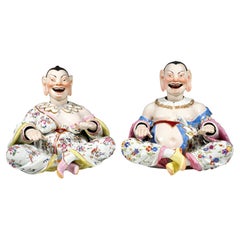 Due grandi pagode ondeggianti sedute di Meissen Porcelain, di J.J. Kaendler, Ca 1840