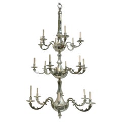 Two Large Silver Plated Three-Tiered Chandelier, Sold Individually