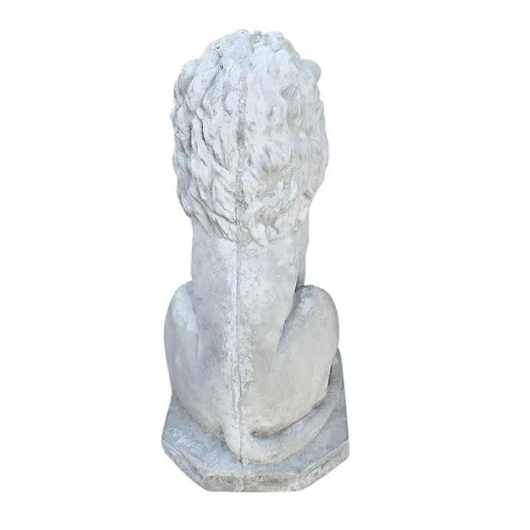 American Two Large Tall Architectural Sitting Stone Concrete Lions, a Pair For Sale