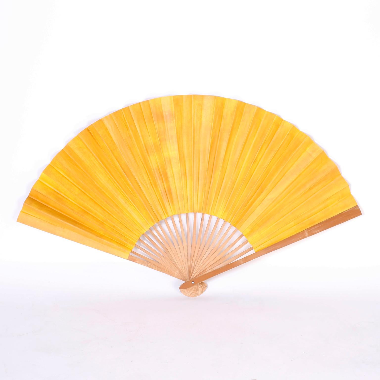 20th Century Two Large Vintage Japanese Paper Fans, Priced Individually