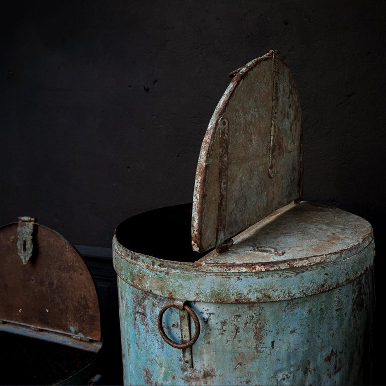 Two Large Vintage Metal Barrels at 1stDibs antique metal barrel, old