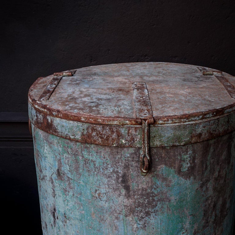 Two Large Vintage Metal Barrels at 1stDibs antique metal barrel, old