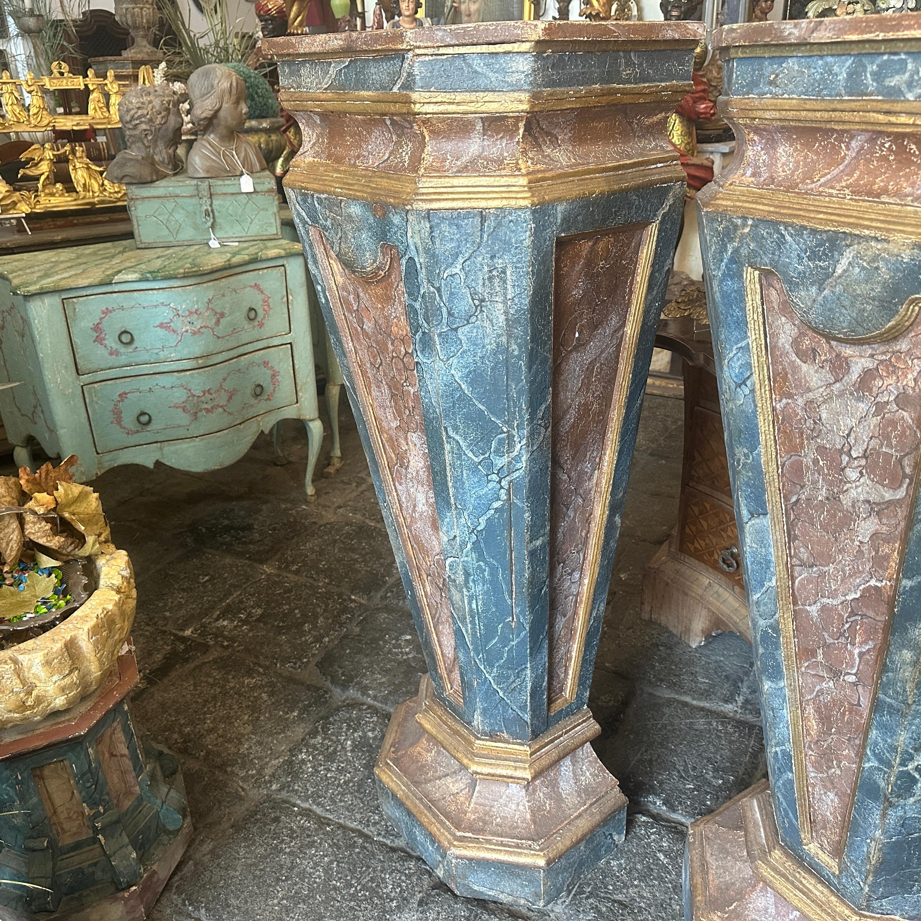 Italian Two Late 19th Century Louis XVI Style Lacquered Wood Columns For Sale